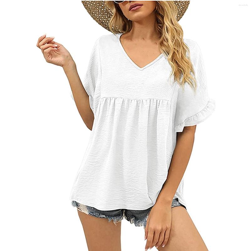 

Women' T Shirts Women' Summer Casual V Neck Pleated Shirt Doll Loose Long Sleeve Compression For Women Womens Wine, Red