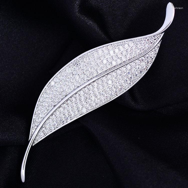

Brooches Korean Style Zircon Leaf Brooch Fashion Simple Temperament Pin Suit Cheongsam All-match Corsage Accessories Female