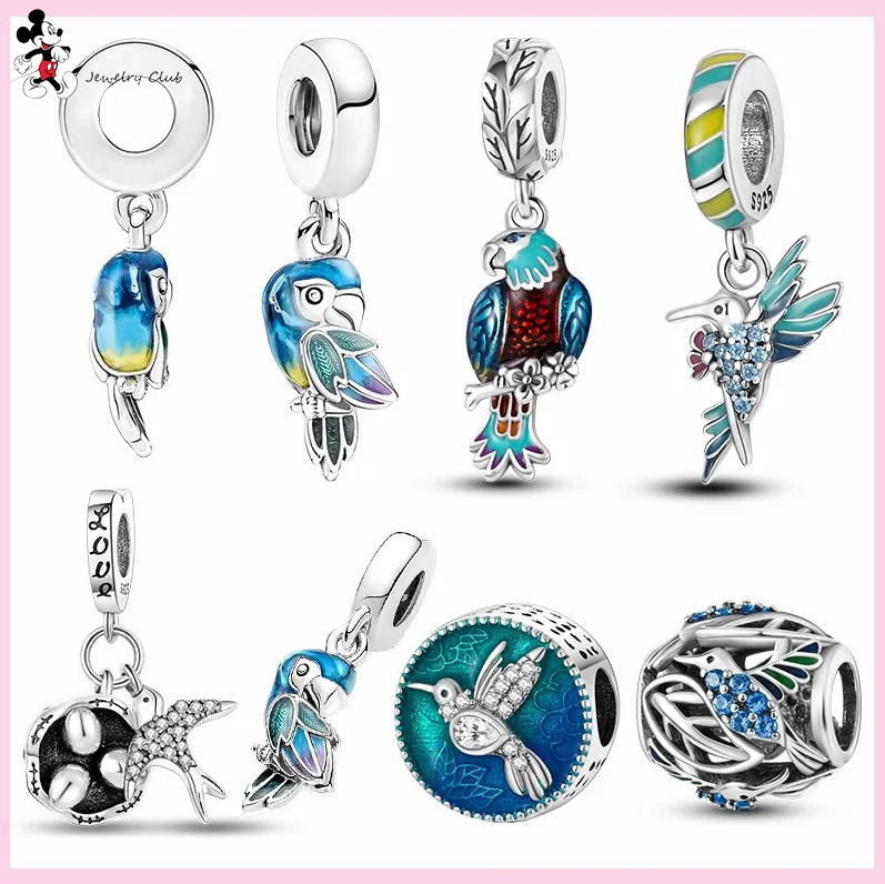

For pandora charm 925 silver beads charms Bracelet Parrot Swallow Bird