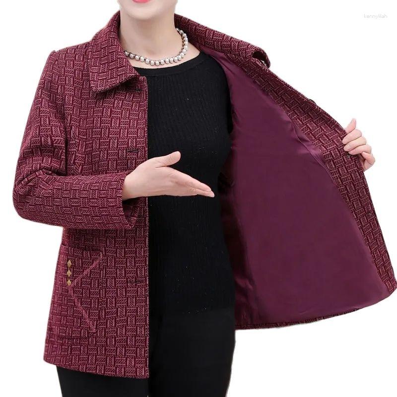 

Women's Jackets Spring Autumn Women's Plaid Jacket 5XL Fashion Slim Long Sleeve Coat Middle Aged Mother Single Breasted Casual Outwear, Green 8b