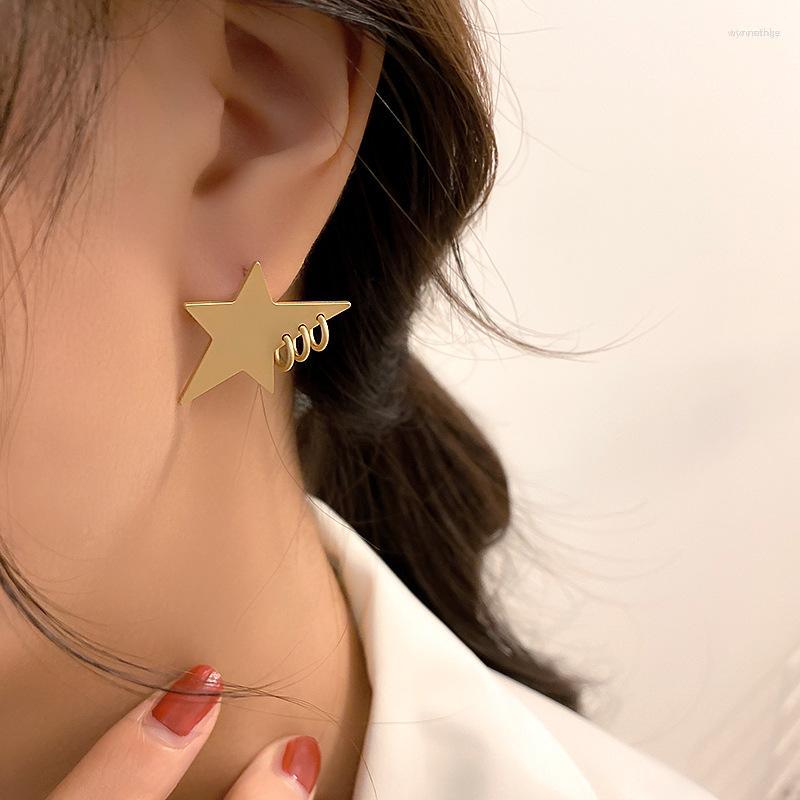 

Stud Earrings TARCLIY Geometric Irregular Five-pointed Star With Three Circles Ear Studs Women Simple Statement Fashion Trend Jewelry