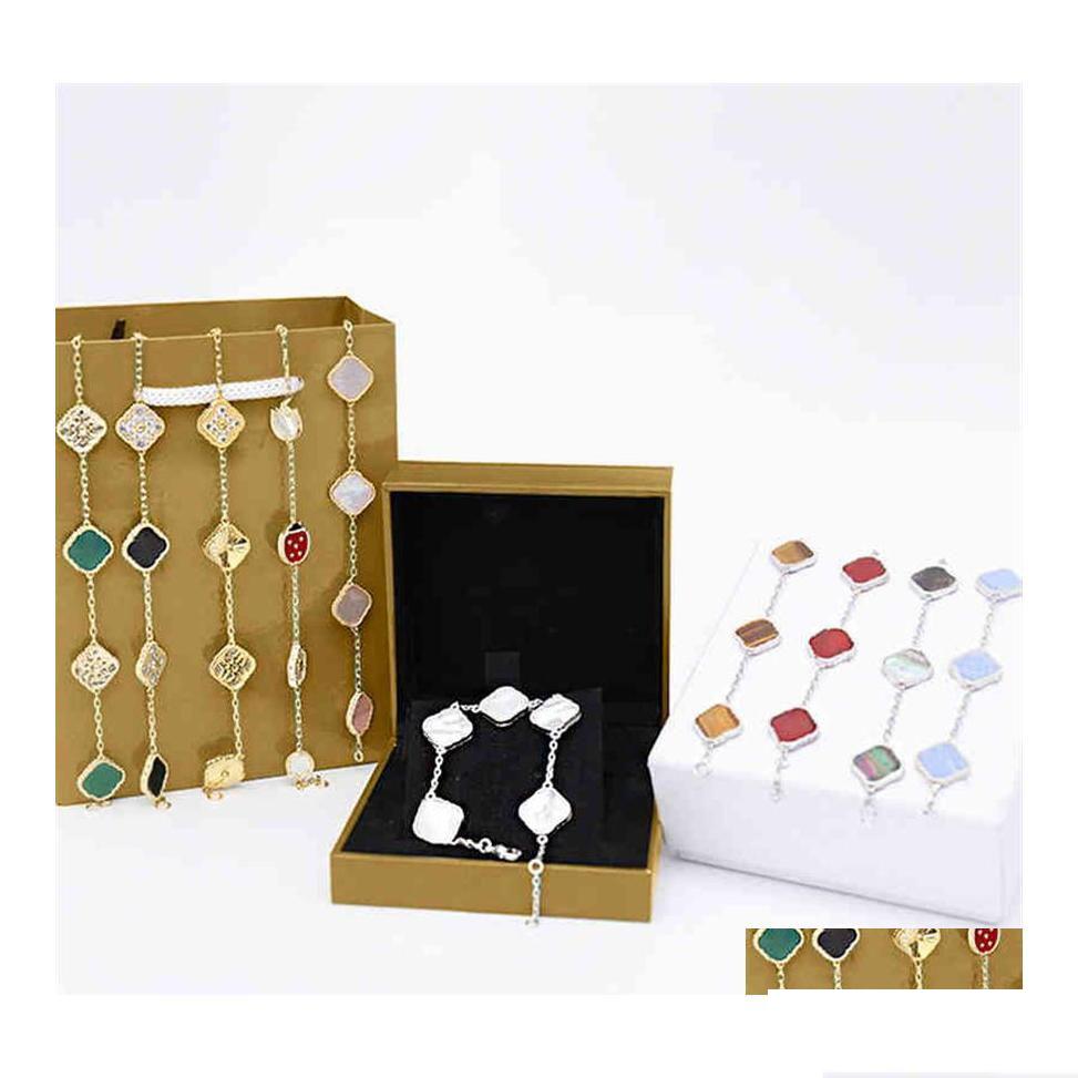 

Charm Bracelets Designer Classic Clover Bracelet Fashion Five Flower For Man Woman Gold Sier Optional 18 Color High Quality224O Drop Dhuiv