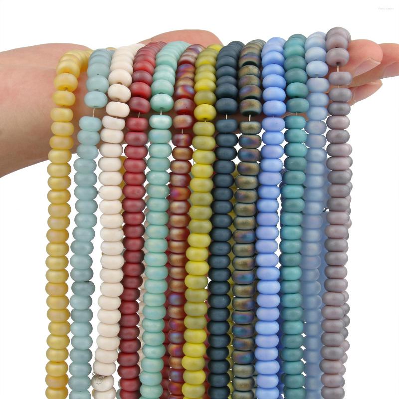 

Beads 8x5mm Oblate Shape AB Color Plated Matte Glass Crystal Loose Rondelle For Jewelry Making DIY Handmade Bracelet