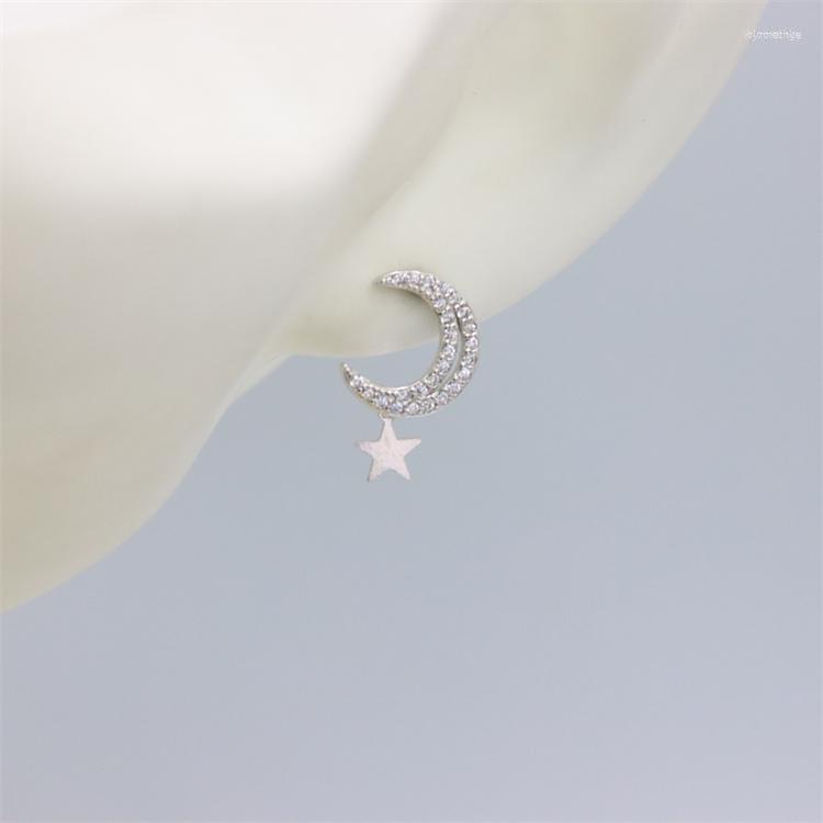 

Stud Earrings ZFSILVER Real S925 Sterling Silver Fashion Design Trend Diamond-set Moon Star Jewelry For Women Charm Party Girls