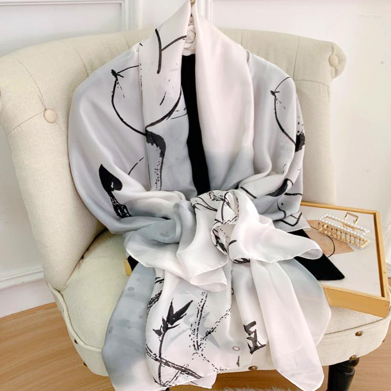 

Scarves 2023 Women Silk Winter Scarf Luxury Design Print Lady Beach Shawl Fashion Smooth Foulard Female Hijab
