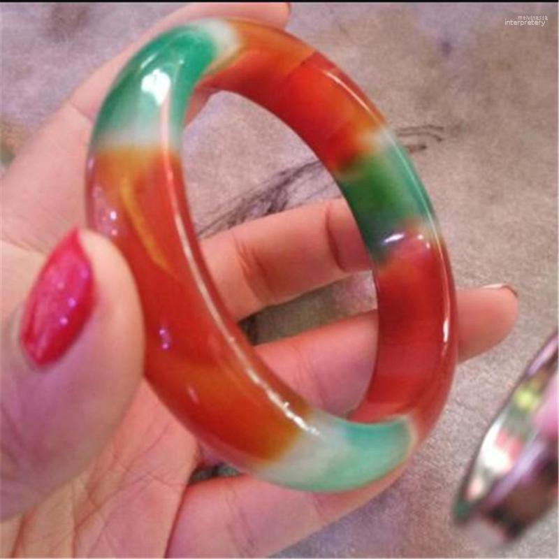 

Bangle Natural Colorful Agate Bracelet Rare 3 Colors Elegant Princess Gift For Friend Jade Jewelry Women