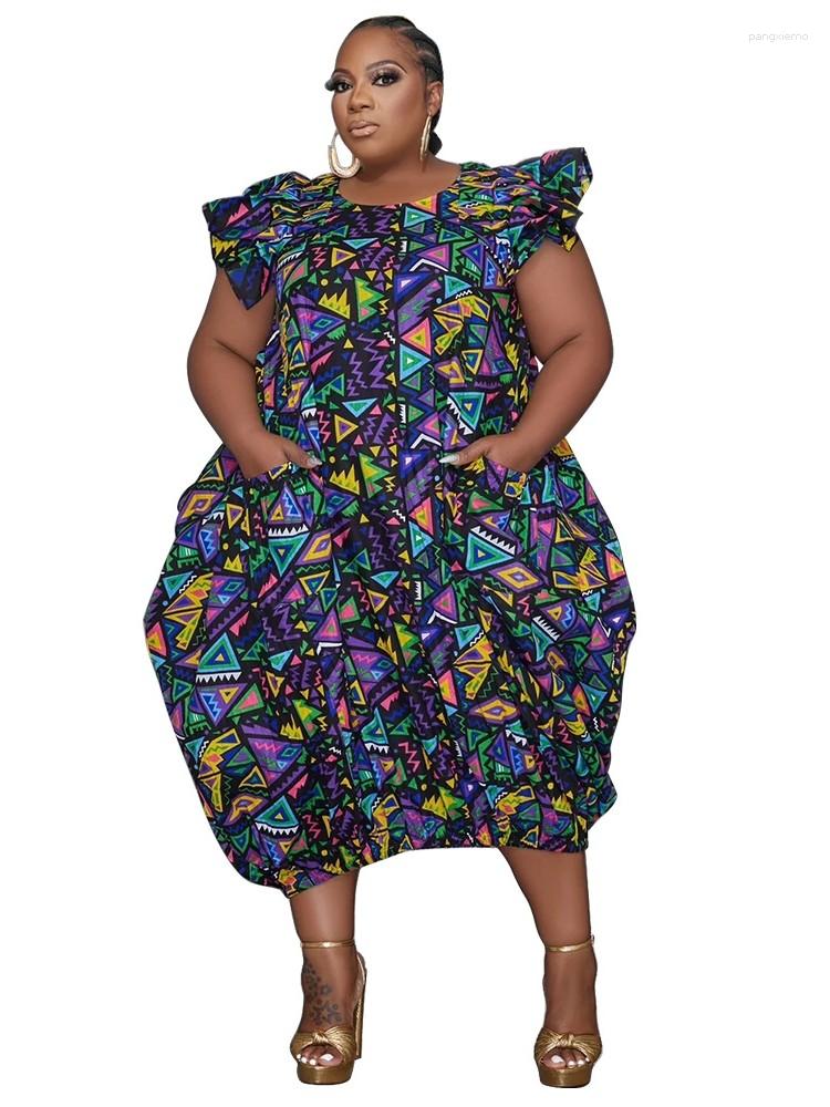 

Ethnic Clothing African Print Dresses For Women Big Size Traditional Africa Spring Summer Printed Irregular Midi Dress Streetwear