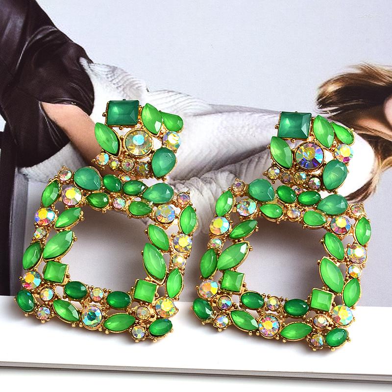 

Dangle Earrings Wholesale Colorful Crystal Square Metal Drop High-Quality Classic Jewelry Accessories For Women