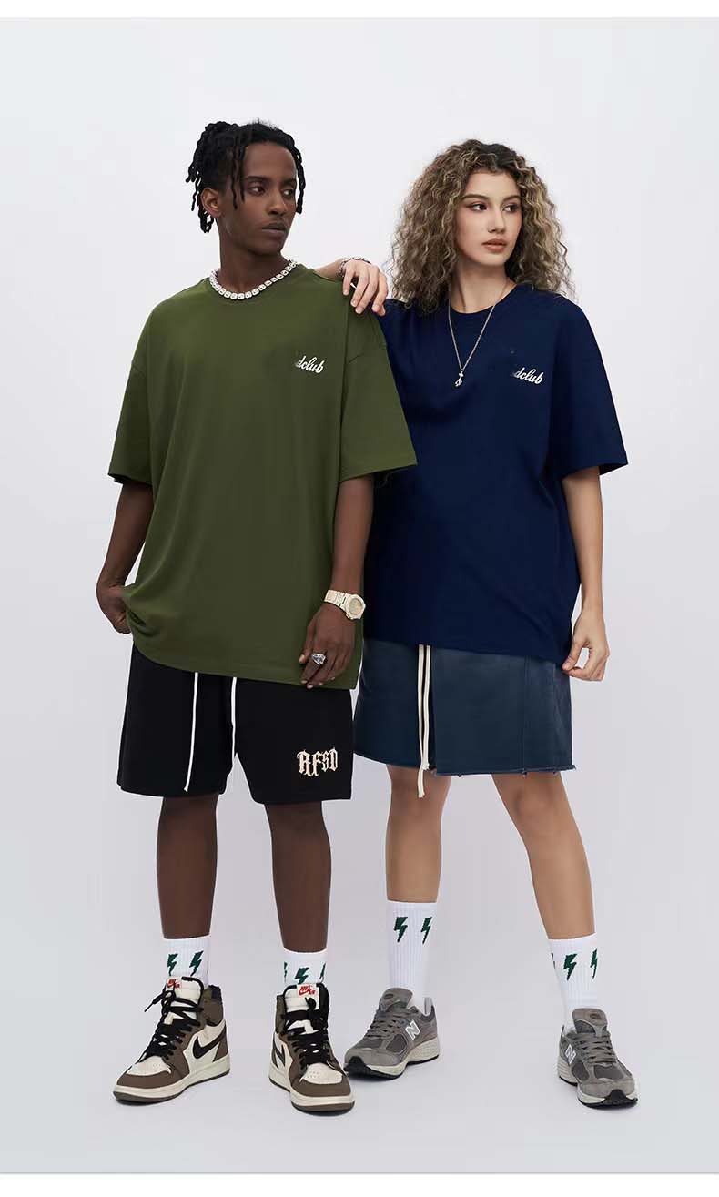 

Men's and women's T-shirt splicing printing short sleeve early spring double strand fine cotton fabric digital printing process, Sssss