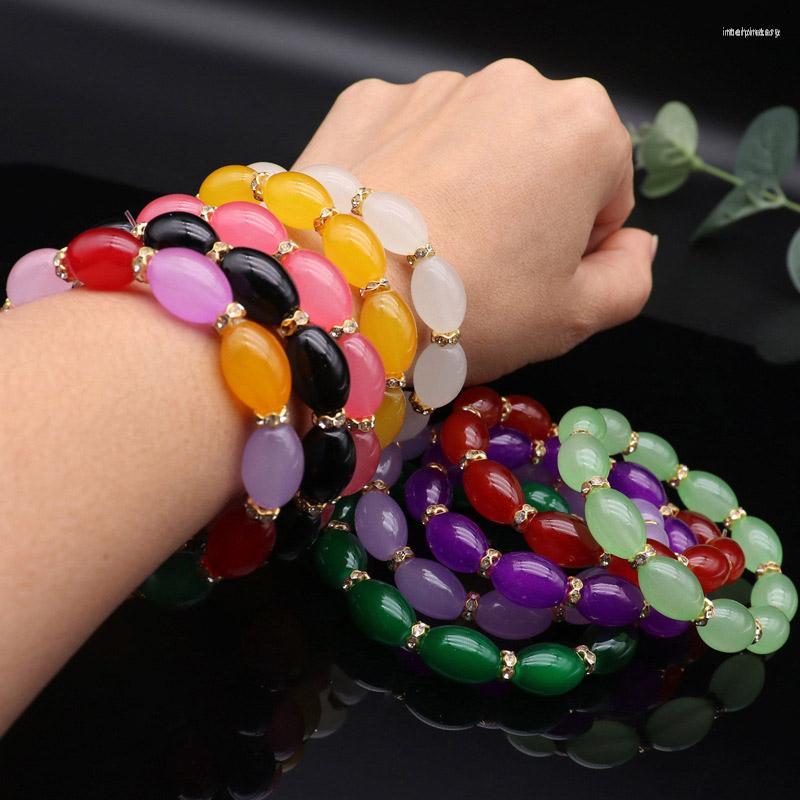 

Strand Candy Color Fashion Crystal Bracelet Women Diamond Retro Anti-corn Oval Beads Jewelry Exhibition Party Event Friend Gifts