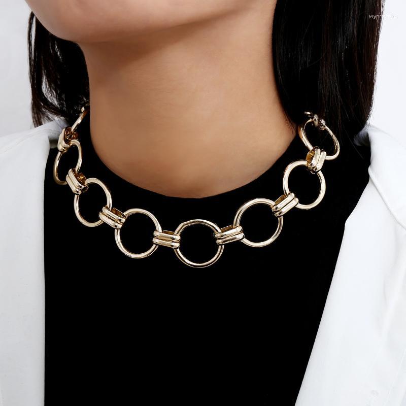 

Chains European And American Fashion Jewelry Cool Single Layer Hip Hop Cold Necklace Women's Simple Ring Geometric Hollow Set