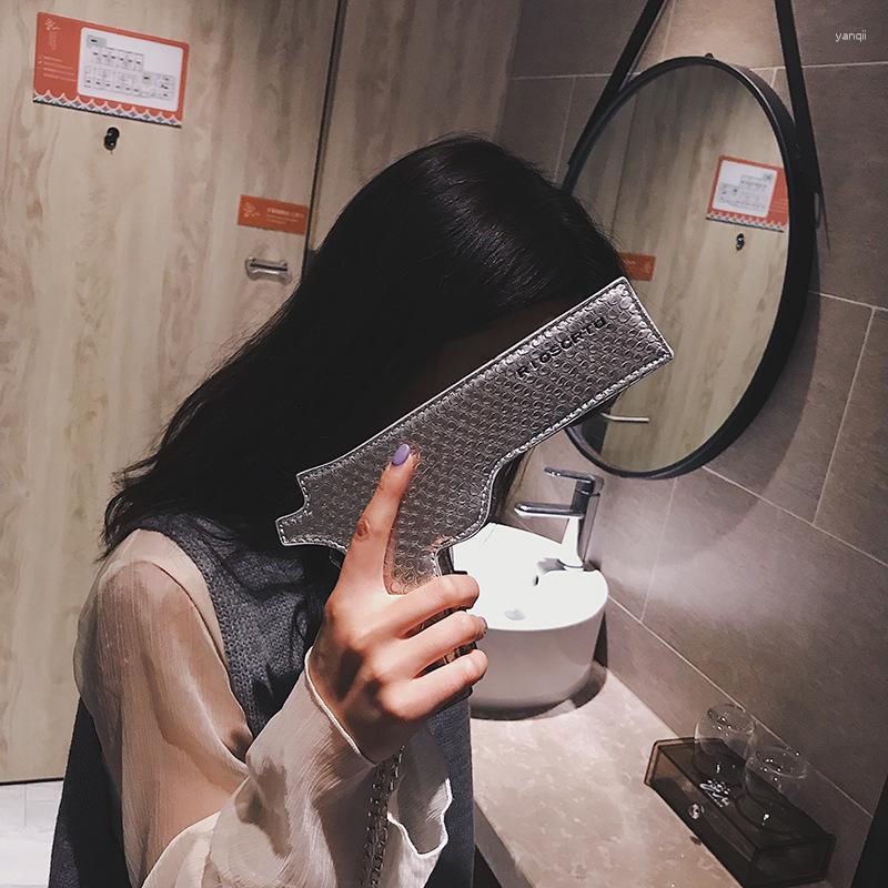 

Evening Bags Trend Of Pu Leather Pistol Shape Design Personalized Fashion Casual Shoulder Bag Clutch Handbags Party Purse Flap, Black