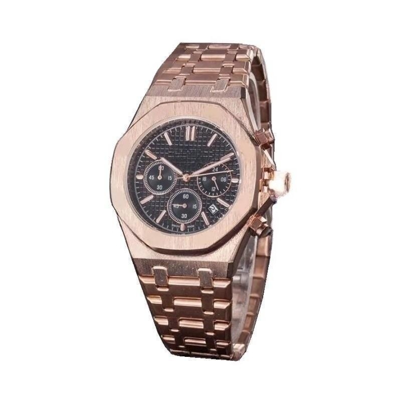 

Luxury Fashion All Dials Working Automatic Date Men Watches Full Steel Band Quartz Movement Clock Gold Silver Leisure Wrist Watch