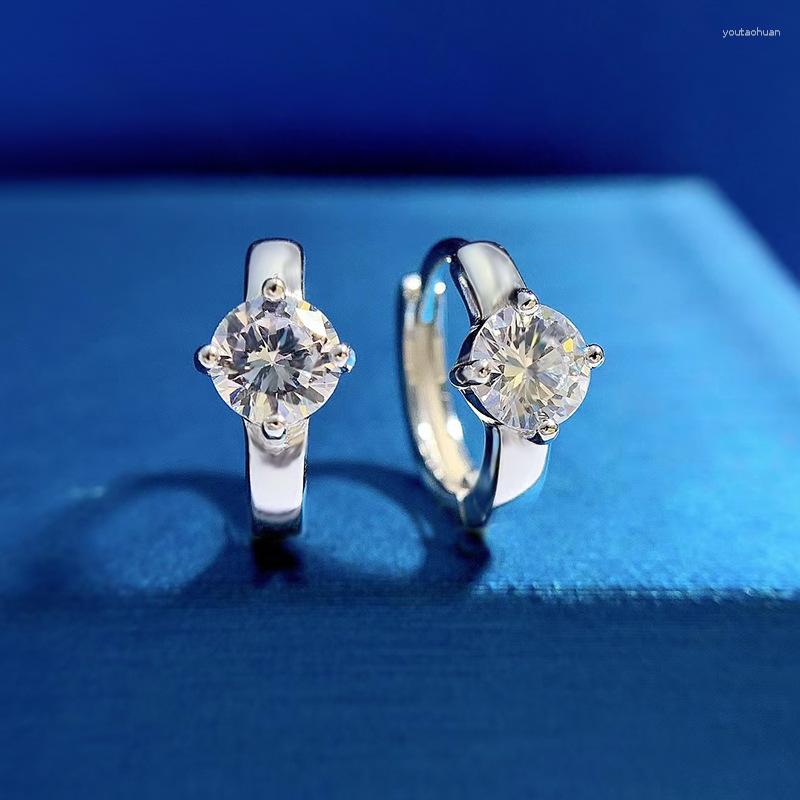 

Stud Earrings 2023 S925 Silver Female High-end Classic Four-claw D Color 50 Point