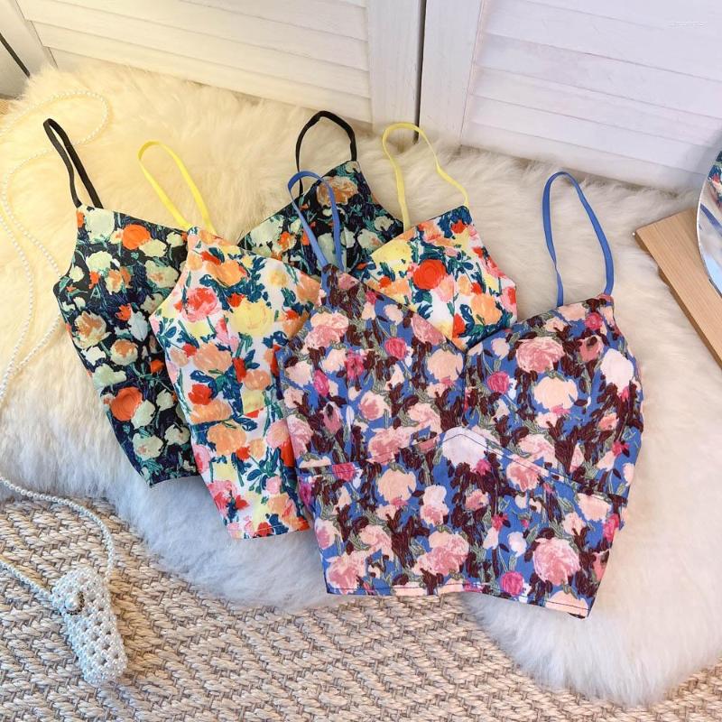 

Women's Tanks Pure Spicy Girl Wears V-Neck Fragmented Flower Strap CAMIS For Female Outwear 2023 Summer High Waist Slim Top Fashion, Black