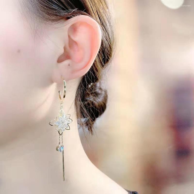 

Dangle Earrings White Brilliant Flower Tassel Long Super Fairy Temperament Net Red 2023 Trendy Ear Jewellery Women Lady Girls Gift