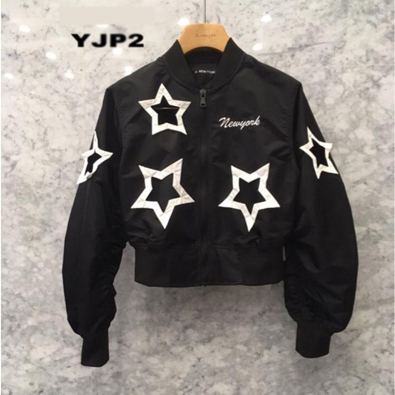 

Women' Jackets Five-pointed Star Embroidery Flight Suit Jacket Ladies 2023 Ins Tide Loose Korean Baseball Uniform Spring And Autumn, Black