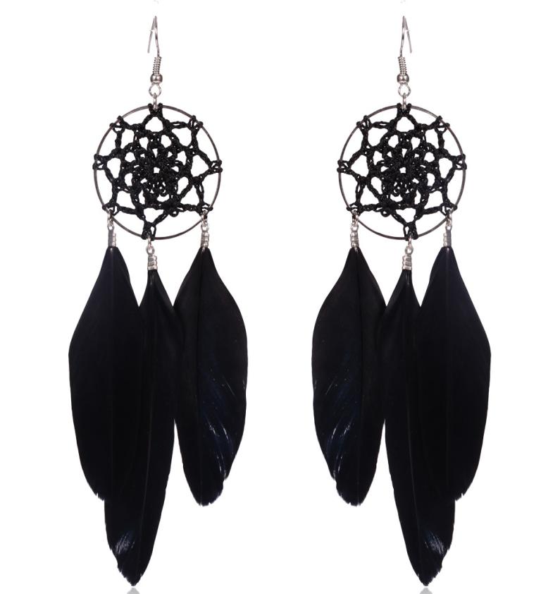 

Trendy Design Jewelry Black Beautiful Pheasant Feathers Retro Earrings For Girls9615466
