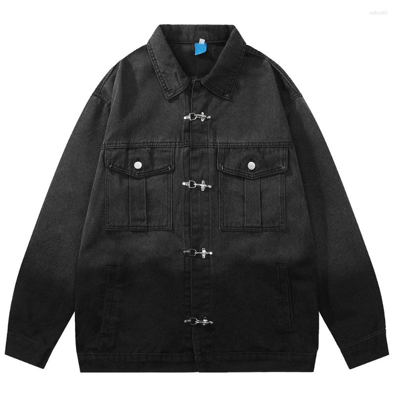 

Men's Jackets Vintage Gradient Men's Denim Jacket Harajuku Loose Hip Hop Casual High Quality Jean Coat, Yellow