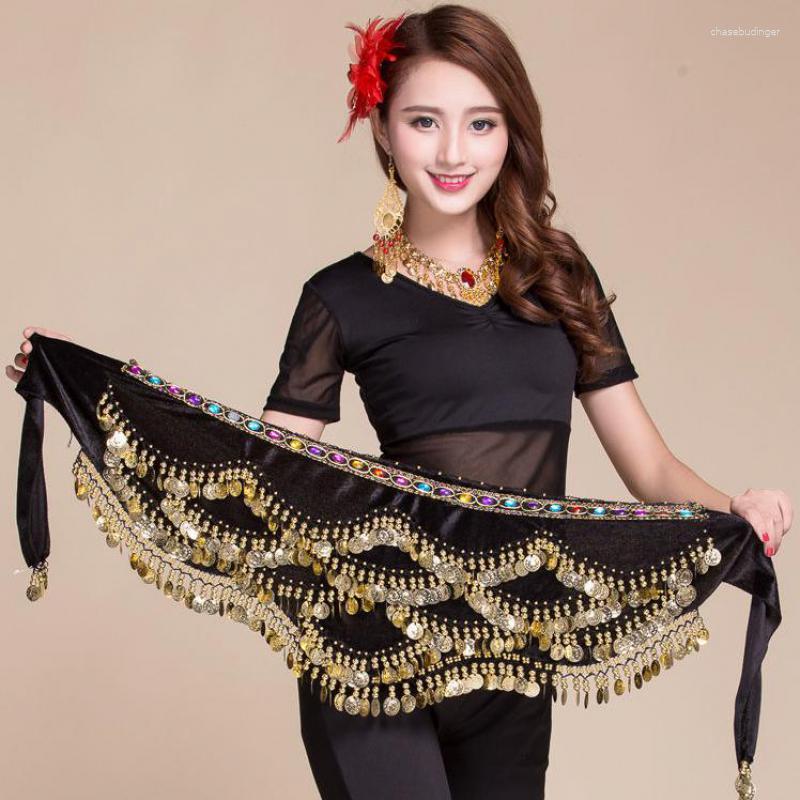 

Stage Wear Women Belly Dance Hip Scarf Performance Accessories Adult Lady Belt Skirt Bellydance Tassel Sequins Waist Chain Wrap, Red