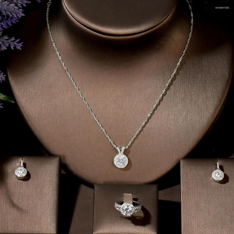 

Necklace Earrings Set Fashion Cubic Zirconia Wedding Inlay Luxury Crystal Bridal Jewelry Gifts For Bridesmaids Party N-257, Picture shown