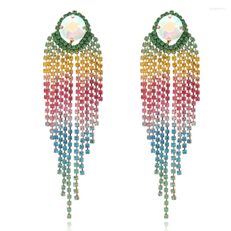 

Dangle Earrings Luxury Style Long Gradient Color Tassel