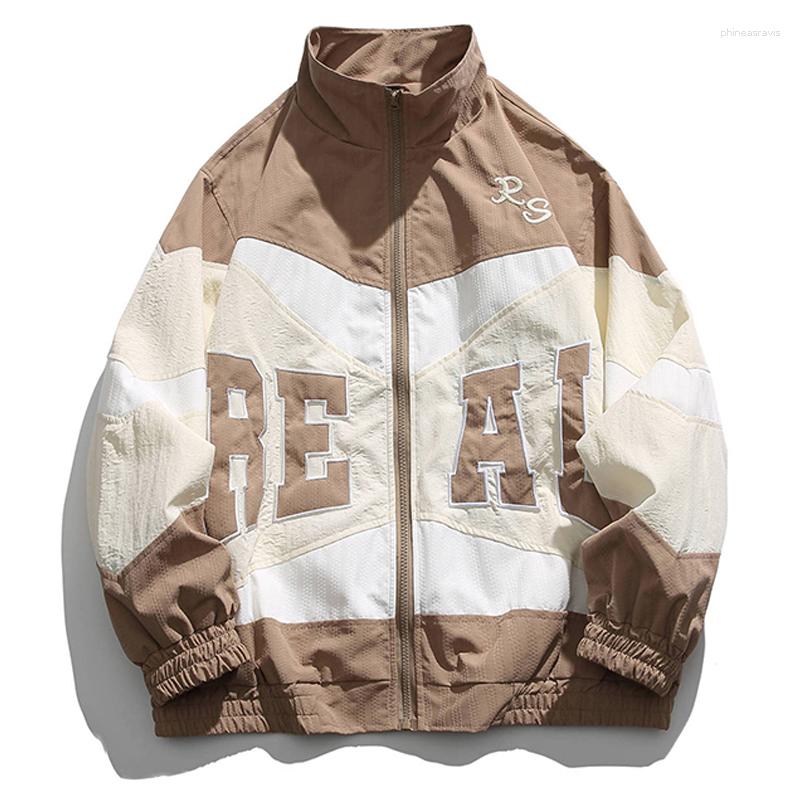 

Men's Jackets Harajuku Varsity Jacket For Men Spring Autumn Hip Hop Patchwork Outwear Coats Couple Casual Oversized College Outdoor, Black