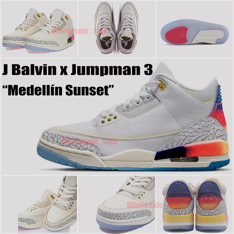 

Medellin Sunset 3s Basketball Shoes Jumpman 3 Mens Multi Color Trainers Sports Low J Balvin Sneakers 40-47 US 13, Medellín sunset 40-47