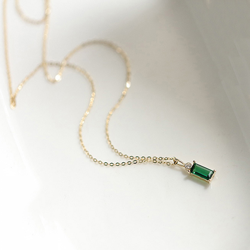 

Green Necklace For Women Gems Silver 925 Victorian Jewelry And Accessory Emerald 18K Gold Women'S Chain New In Kpop Girl Gift