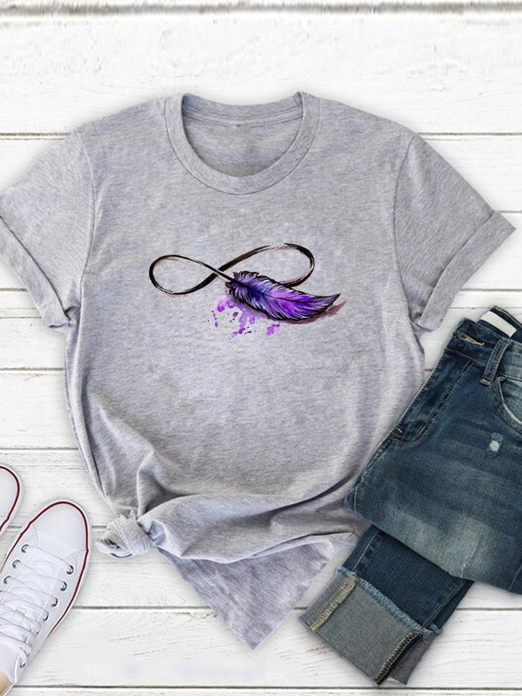 

Women' T Shirts Graphic T-shirts Feather Watercolor Trend Style Clothing Print Summer Fashion Women Tshirt Printing Short Sleeve Top Tee, Ust33685