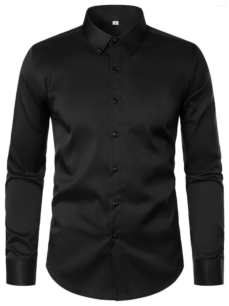 

Men's Casual Shirts Long Sleeve Button Down Shirt Slim Fit Solid Dress, Black