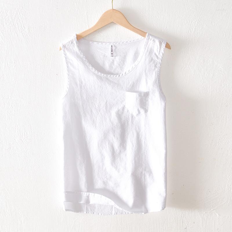 

Men's Tank Tops Pure Linen Sleeveless White Top Men 2023 Summer Solid Breathable Vest Tees Casual Man Vests, 947 gray