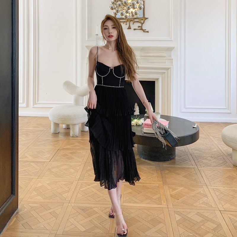 

AUTH Self Portrait Black Knit Lace Midi Dress Ladies high brand2023New