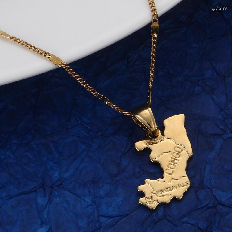 

Pendant Necklaces Gold Color The Republic Of Congo Republique Map Chain Jewelry