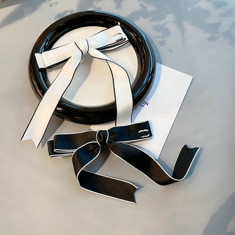 

Designer Jewelry White Bow Spring Hair Clip Elegant Hair Clips Women Ponytail Barrette Heawear Accessories