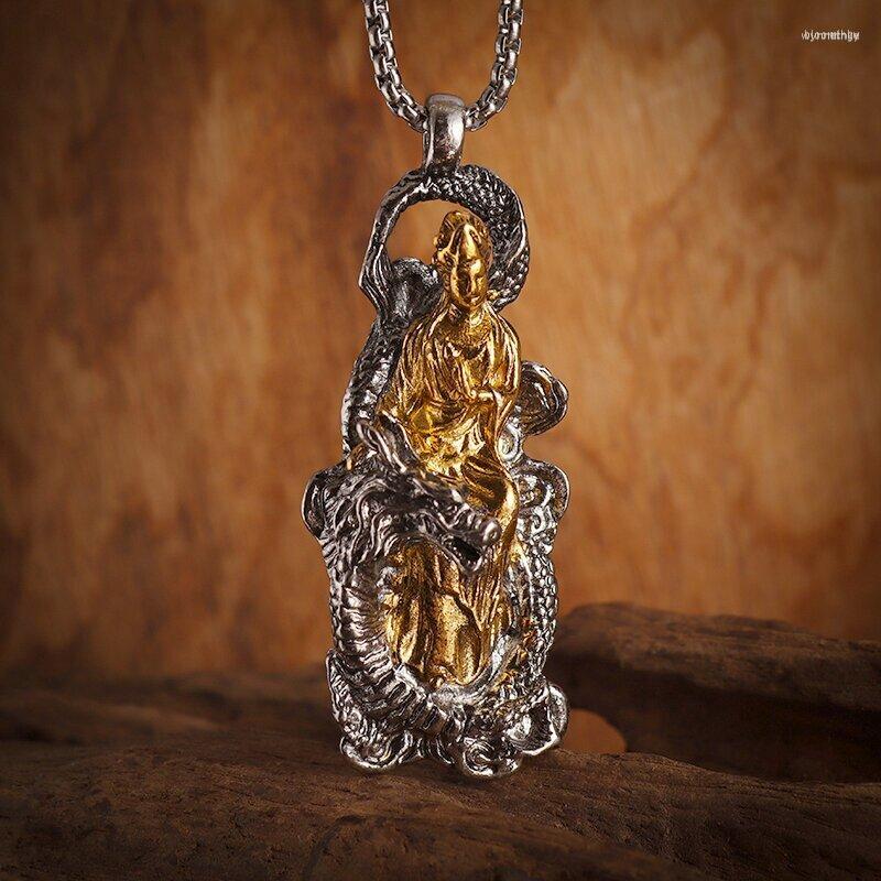 

Pendant Necklaces Buddhist Classic Fashion Dragon Bodhisattva Necklace For Men Women Daily Travel Peaceful Accessories