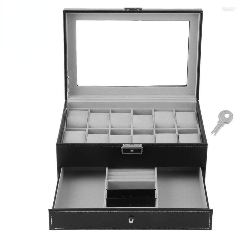 

Watch Boxes High Grade 12 Digit Double-layer Jewelry Storage Box