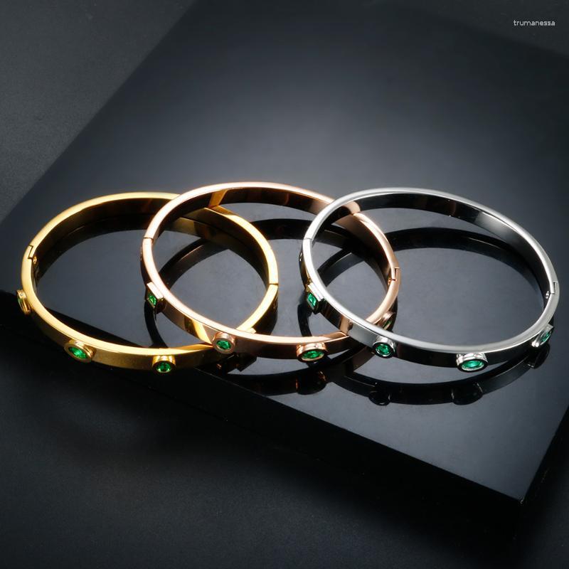 

Bangle Arrival Luxury Crystal Bangles For Women Stainless Steel Vintage Cubic Zirconia Charm Bracelets Wristband Fine Jewelry GiftBangle Ray