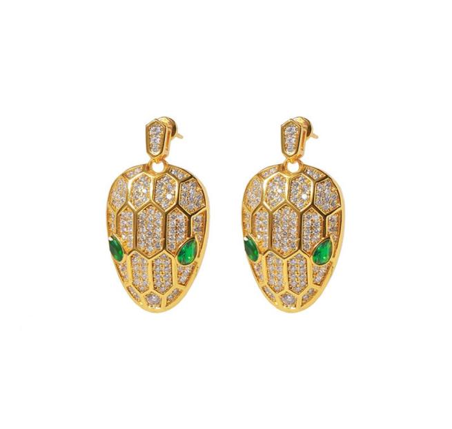 

Fashion 18K Gold Luxury Head Designer Stud Earrings Luxury Brand Green Stone Crystal Diamond Shining Ear Rings Earring Jewelry Gift7209680