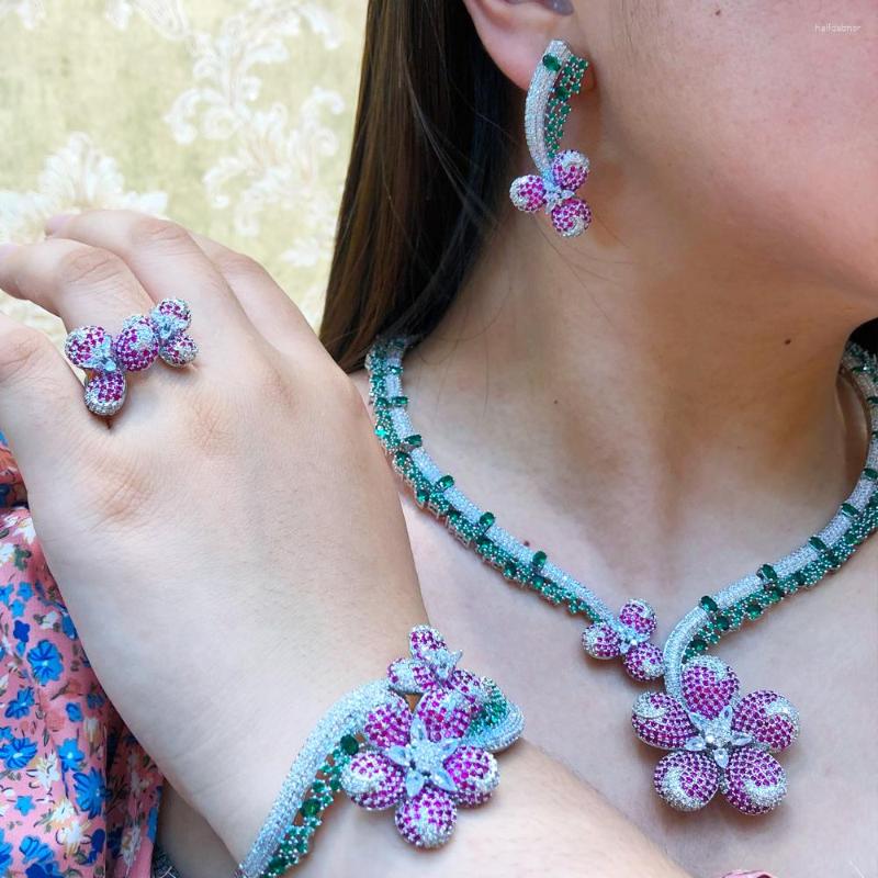 

Necklace Earrings Set Missvikki Bling Luxury Africa Dubai For Women Wedding Party Zircon Bridal Jewelry, Picture shown