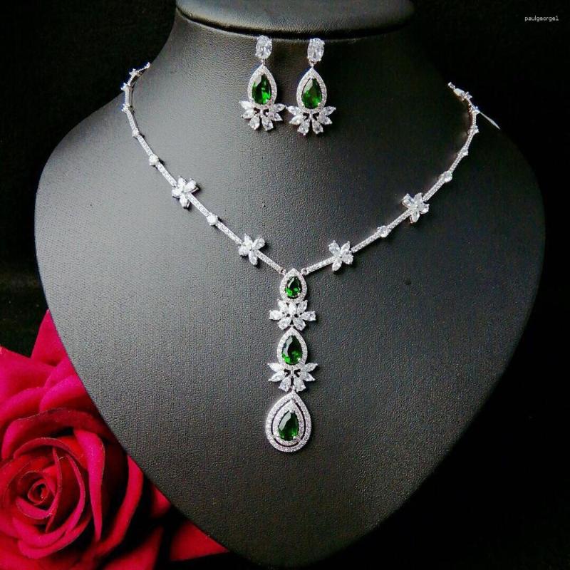 

Necklace Earrings Set Fashion Elegant Long Shinny CZ Dangle Sparking Zircon Luxury Wedding Bijoux For Women Party Gifts N-25, Picture shown