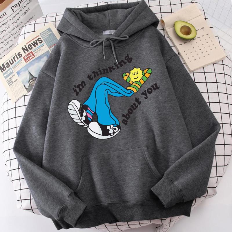 

Men's Hoodies I Am Thinking About You Printing Male Sport Oversized Sweatshirt Vintage Fleece Clothing Comfortable Graphic Hoodie Men, White