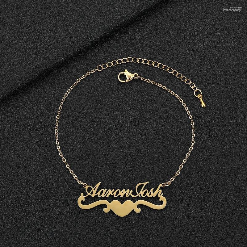 

Link Bracelets Nedar Personalized Customized Heart Name Bracelet For Women Girls Stainless Steel Chain Letter Bangle Unique Custom Jewelry
