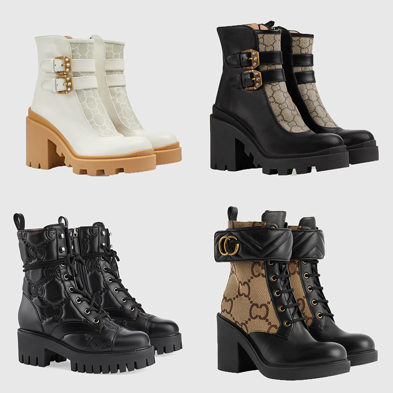 

Designer Martin Desert Boots High Heel Ankle Boots Women Leather Boots Vintage Print Jacquard Textile Classic Platform Flat Boots Fashion Outsole Shoes Boot