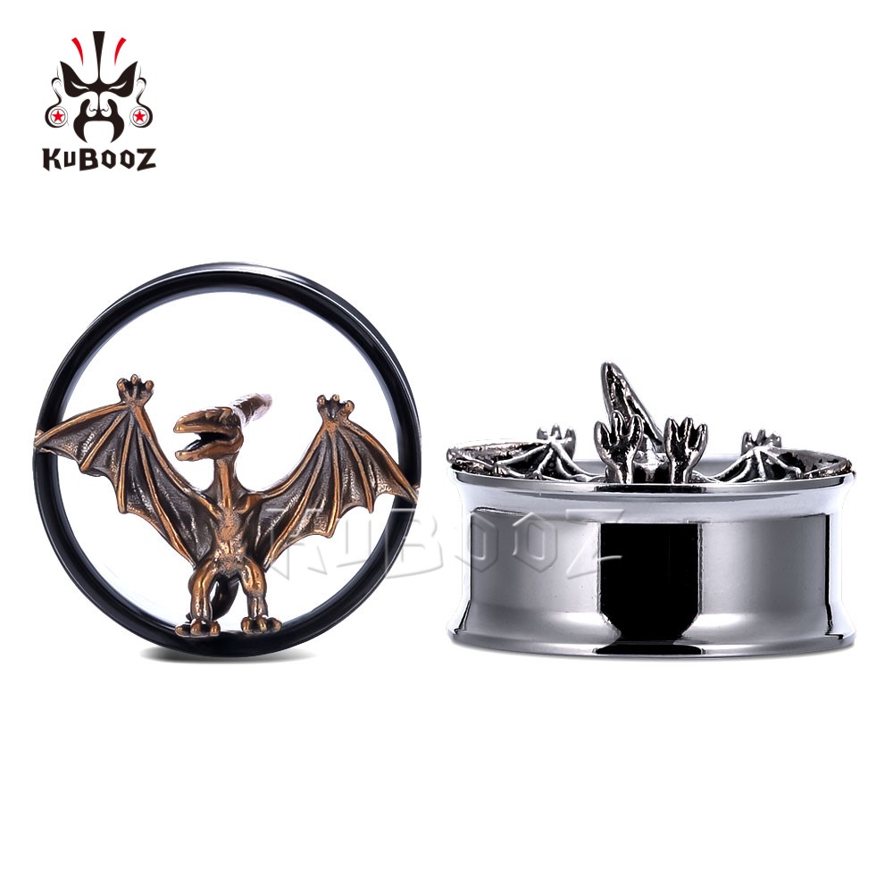 

KUBOOZ Stainless Steel Pterosaur Ear Tunnels Gauges Plugs Expander Piercing Body Jewelry Earrings Stretchers Wholesale 8mm to 25mm 34PCS