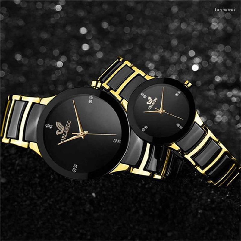 

Wristwatches Steel Band Coupler Quartz Watch, Black background