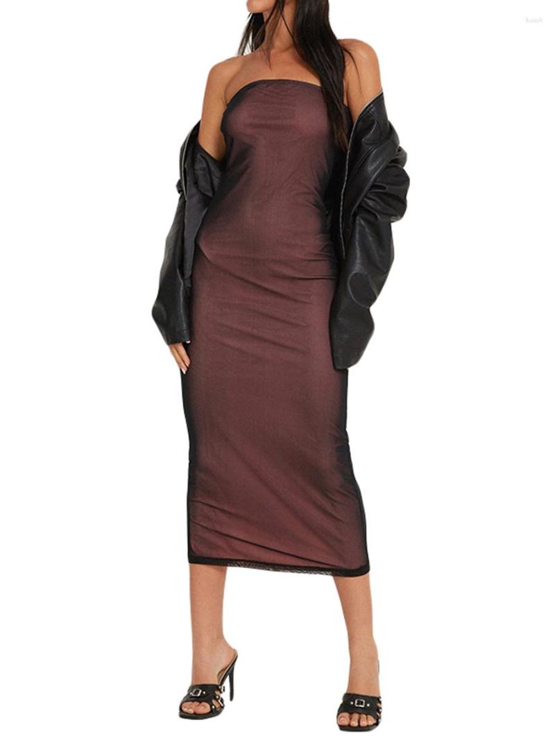 

Casual Dresses Women  Summer Bandeau Dress Off Shoulder Backless Bodycon Split Sundress Beach Party Club Tube Brown-a, Blue