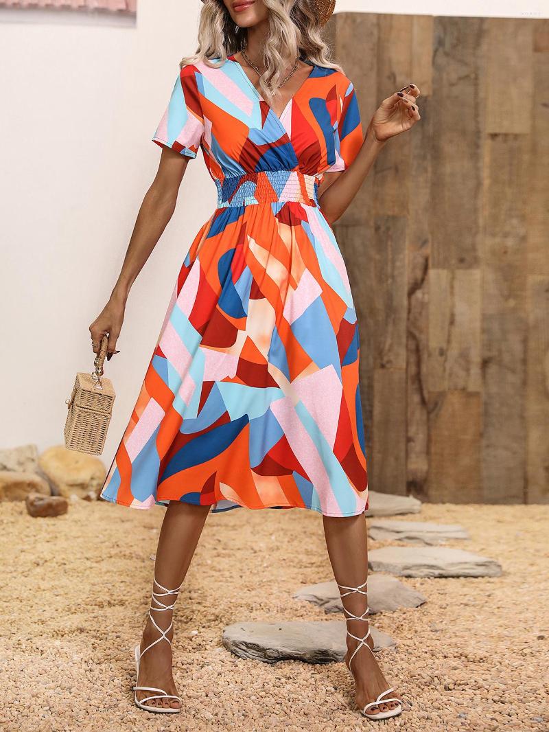 

Casual Dresses Women's Elegant Loose With French Style Fashionable Design, Orange