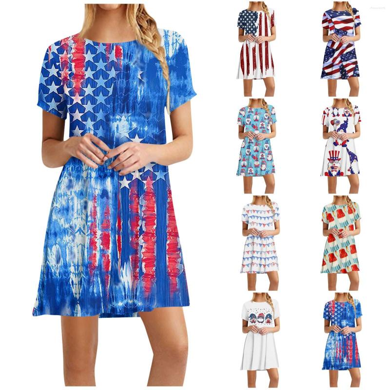 

Casual Dresses Women's Fashionable Versatile Printed Retro Round Neck Short Sleeve Summer Dress Luxury Elegant For Women 2023, Red