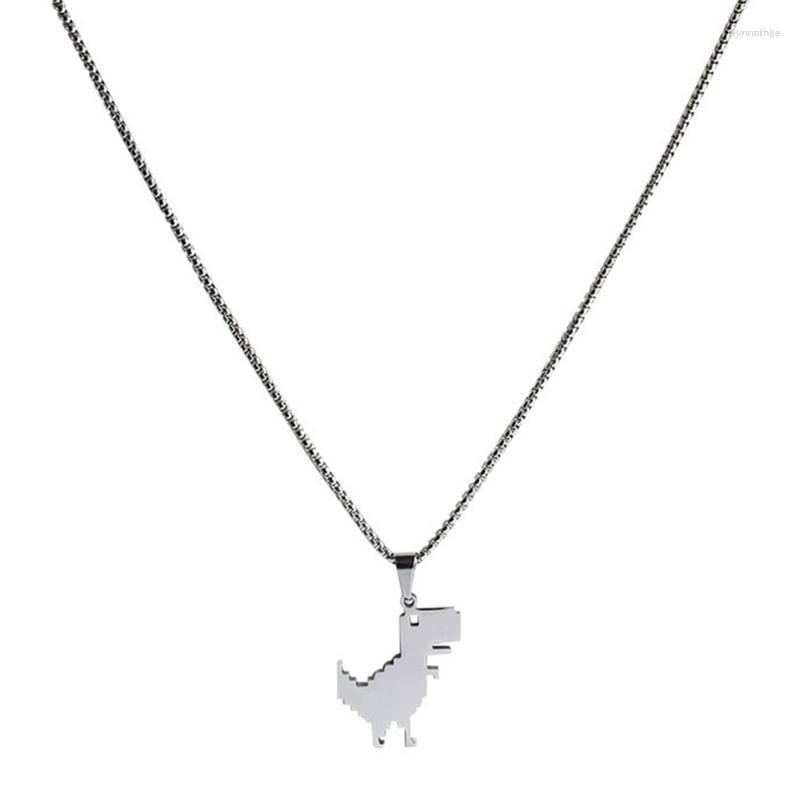 

Pendant Necklaces Long Chain Punk Dinosaur Clavicle Choker Necklace For Rapper